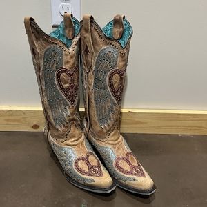 Corral crystal cross wing boots
